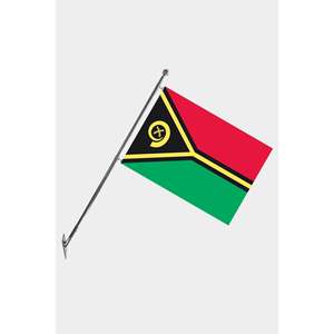 Ensemble de mât de drapeau télescopique mural Vanuatu avec drapeaux en polyester durables et graphiques d'impression numérique personnalisables - Product Image 1