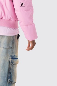 Veste matelassée à col cheminée en PU mat de style nouveau avec logo personnalisé en rose, coupe ample, coupe-vent, chaude, pour l'hiver, pour l'extérieur, pour hommes - Product Image 5