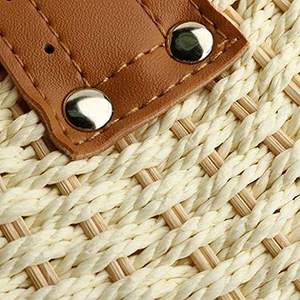 Sac cabas en paille pour femme, grande capacité, sac cabas de shopping, sac à bandoulière bohème, sac de plage avec doublure, OEM - Product Image 4