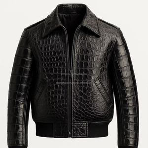 Chaqueta Bomber de Invierno para Hombre, Nueva Llegada, Color Personalizado, Logotipo Frontal, Estilo Vintage, Tela de Lona, Impermeable, Resistente al Viento, Piel de Vaca - Product Image 1