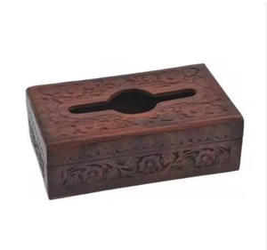 Boîte à mouchoirs en bois classique de haute qualité, fabriquée à la main, luxe, pour la cuisine et la maison, fabriquée en Inde, avec des éléments en métal et en résine, SANIYA - Product Image 2