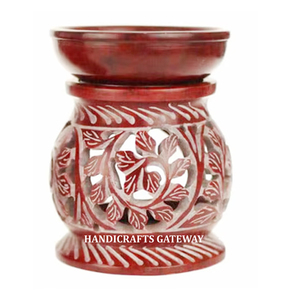 Populaire fait à la main couleur rouge sculpté à la main gravure Unique beau diffuseur d'huile d'arôme de stéatite pour la décoration de la maison cadeau d'affaires - Product Image 1