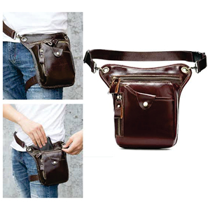 Riñonera de cuero auténtico negra portátil personalizada para hombre, riñonera resistente a la moda con cierre de cremallera, venta al por mayor - Product Image 4
