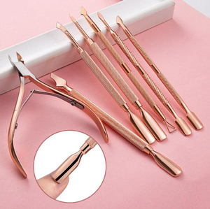 Juego de piezas para pulir cutículas de uñas, Kit de piezas para pulir cutículas, cutículas planas y cuadradas en ángulo plateado, Mini Pin de oro rosa - Product Image 4