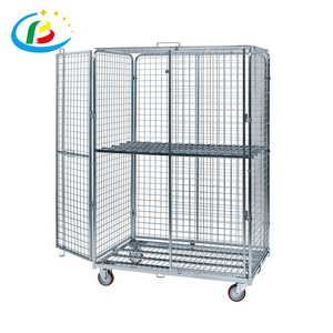 Mạ kẽm bốn bánh xe cuộn <span class=keywords><strong>Container</strong></span> xe đẩy ráp kim loại lưới lồng cho khách sạn giặt OEM tùy chỉnh nền tảng xe đẩy - Product Image 2