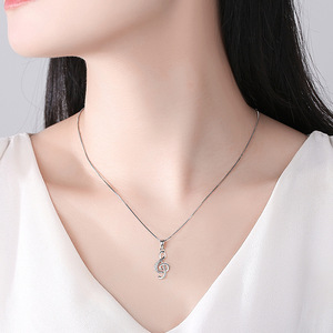 <span class=keywords><strong>D307</strong></span> Personnalisé Simple Note Pendentif En Argent Sterling 925 Symbole Musical Clavicule Chaîne Collier pour Femmes - Product Image 5