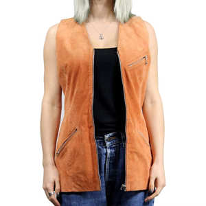 Nuevo Chaleco de Cuero para Mujer, de Alta Calidad, Estilo Motero, de Cuero Genuino, Cortavientos, Moderno, en Diferentes Colores Lisos - Product Image 1