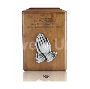 Praying Hands Emblem Bronze Cube Cremation Urn for Human Ashes With Free <b>Velvet</b> <b>Bag</b> - Product Image 5