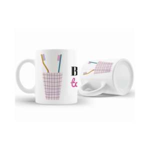 Modern 330ml <b>Ceramic</b> <b>Mug</b> <b>for</b> Couples Better Together-Microwave Safe Features Straight Pattern Stocked <b>Lid</b> Spoon <b>for</b> Weddings - Product Image 5