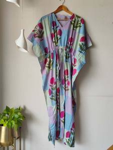 Floral Print Cotton Kaftan Indian Maxi <b>Dress</b> Beach Handmade Sleepwear Women's Maxi <b>Dress</b> Gift For Her - Product Image 2