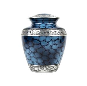 Urne funéraire ronde en aluminium de 200 pouces cubes avec porte-lampe à thé souvenir en laiton fini gris pour l'occasion commémorative des cendres - Product Image 4