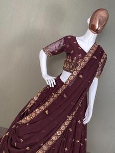 Produit le plus vendu de Faux Georgette de qualité supérieure 2022 avec travail de broderie lourd Lehenga choli du fabricant indien - Product Image 3