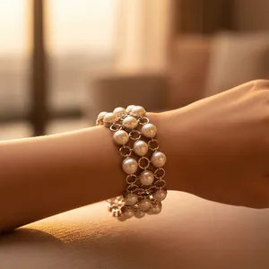 Bracelet élégant en perles argentées pour femmes, bijoux cadeau AGBR-20282 - Product Image 2