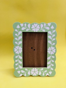 Cadre photo en bois élégant avec incrustations d'os, bois d'acacia naturel, bois de manguier - Product Image 2