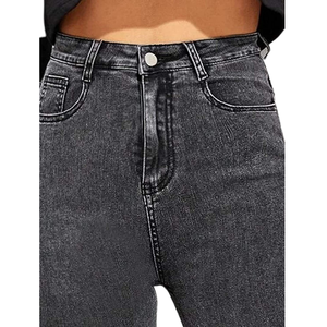 Jean élastique à la mode personnalisable taille haute, couleur unie, pantalon en Denim pour femmes du Bangladesh - Product Image 5