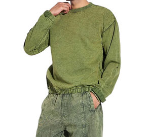 Sweat-shirts Hip Hop surdimensionnés personnalisés en gros pour hommes, en molleton French Terry délavé à l'acide, pour l'hiver - Product Image 3