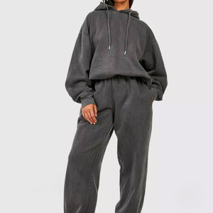 Conjunto de Jogger de lavado ácido con estilo para mujer hecho a medida de alta calidad, chándales de diseñador informales de Hip Hop a la moda para invierno - Product Image 2