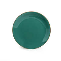 Ensemble de 6 assiettes à dîner de 10 pouces en céramique émaillée à la main 'Turquoise terreux', compatibles micro-ondes, durables, personnalisables pour les hôtels