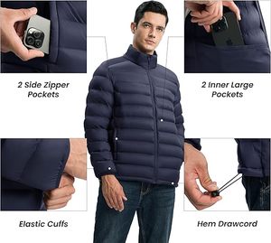 Chaqueta acolchada personalizada a granel para hombre, cálida, impermeable, ligera, aislada, para invierno, moda al por mayor, proveedor OEM - Product Image 6