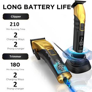 Tondeuse professionnelle sans fil 2-en-1 pour barbier, 2 vitesses, tondeuse à cheveux et à barbe, lames amovibles, affichage facile de la batterie, professionnelle - Product Image 3