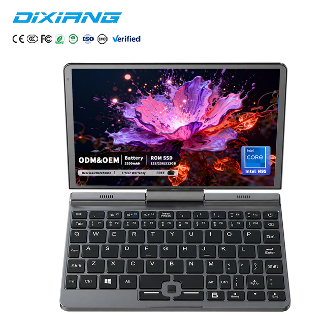 OEM Intel N95 Mini Laptop 8 Inch IPS Touch Screen 12GB DDR5 512GB SSD Ultra Slim Pocket Notebook Portable Handheld PC Windows 11