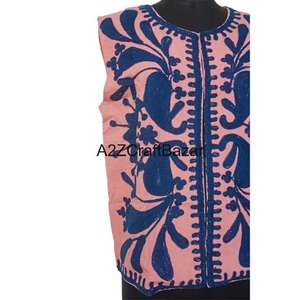 Veste en coton pour femme, imprimé floral Suzani tissé à la main, boutons recouverts, automne-hiver, confortable et respirante - Product Image 2