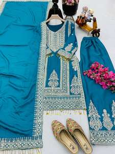 Trajes Salwar Kameez Palazzo de Seda Pakistaní para Mujer, Altamente Duraderos, Reversibles, Sin Arrugas, de Secado Rápido, de Proveedor Indio para Fiestas - Product Image 5