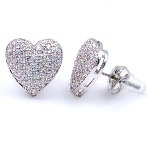 Orecchini alla moda cuore di rodio CZ oro ottone/rame/lega/gioielli per feste religiose zircone perla smeraldo a forma di numero - Product Image 1