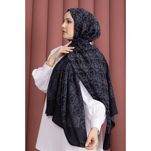 Ensemble châle jacquard bleu marine de qualité supérieure, élégant, avec écharpe, gants et chapeau - Product Image 2