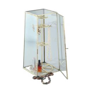 Joyero de metal y vidrio Diseño de tendencia Caja de almacenamiento de anillo de metal y vidrio para almacenar joyas - Product Image 4