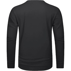 2025 nuevas camisetas de algodón puro de manga larga de Color sólido para hombres, camiseta informal de corte Regular con estampado de logotipo personalizado para hombres - Product Image 2