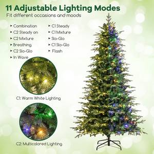 Sapin de Noël artificiel fin pré-éclairé pas cher avec lumières LED blanc chaud, support noir, décoration intérieure pour les fêtes - Product Image 3
