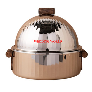 Juego de Dos Ollas Calientes de Acero Inoxidable, Diseño Personalizado, Hechas a Mano, Cazuela Clásica, Elegante y Lujosa, Calentador de Alimentos de Metal - Product Image 2