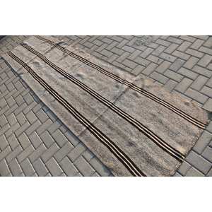 Alfombra turca Vintage moderna de 3x10,8 pies, diseño de retazos blanco y marrón, tejido de yute de lana clásico para sala de estar, pasillo, respaldo de látex - Product Image 4