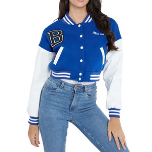 Veste universitaire femmes serviette personnalisée broderie veste courte bouton up patchs chenille travaillez votre propre Logo couleur bloc veste et manteau - Product Image 4