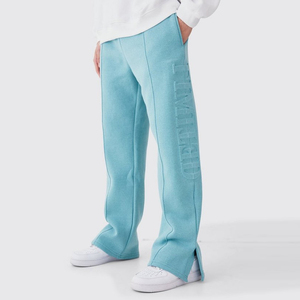 Custom Mens Track <b>Stacked</b> Flair Trouser 100% Cotton Flared Sweatpants Stripes Pants - Product Image 1