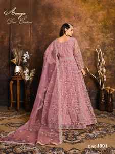 ซาลวาร์คาเมซแบบแฟนซีสุดตาพร้อมตาข่ายด้านในของ Santoon พร้อมงานปักผู้ผลิตจากอินเดีย - Product Image 6