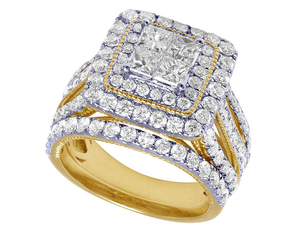 S925 Sterling Silver With Round & princess Cut Moissanite Iced Out Diamond Luxury Engagement or <b>Statement</b> <b>Ring</b> - Product Image 2