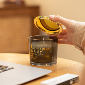 Vela de Cera de Soja LANJO de Lujo en Vaso de Vidrio Blanco Esmerilado con Tapa Redonda de Acero Inoxidable, Aroma Personalizado para Fiestas - Product Image 3