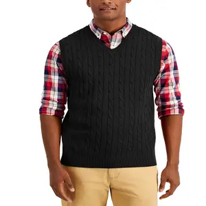 custom sleeveless winter Men's sweater double side reversible vest cashmere cardigan pure cashmere