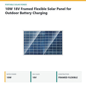 แผงโซลาร์เซลล์แบบยืดหยุ่น 10W 18V พร้อมกรอบ สำหรับชาร์จแบตเตอรี่กลางแจ้ง - Product Image 2