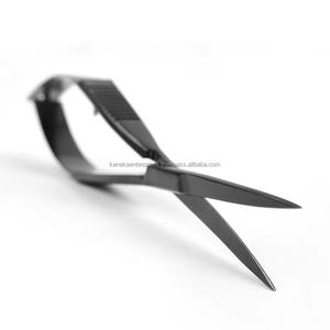 Tijeras de resorte negras superventas para depilación de cejas con bordado, tijeras de resorte para hilo y extensión de pestañas, tijeras de resorte para manicura - Product Image 3