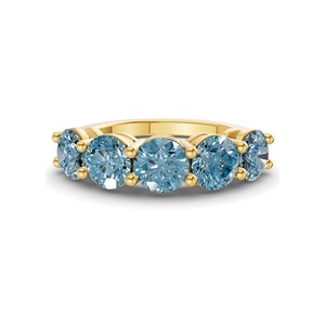 Bague ronde charmante bleu glace avec diamant de laboratoire 0,50 ct TW en or massif 14K, couleur bleu glace, clarté VS, rangée délicate de 5 diamants givrés - Product Image 3
