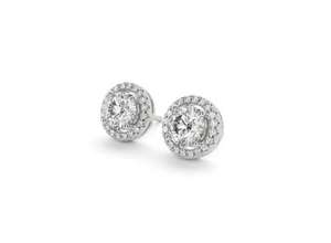 Joyería Fina, Pendientes de Diamantes Redondos de 1 y 0.5 Quilates, Oro Blanco de 14k/18k, Unisex, para Uso Diario - Product Image 3