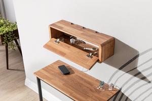 Organisateur en bois pour câbles, boîte flottante pour câbles, étagère pour gestion des câbles, boîte de rangement pour câbles en bois, cache-câbles mural, étagères en bois véritable - Product Image 4