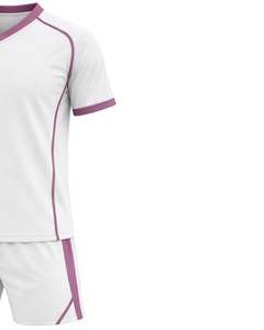 Manufacture Customized Sports Jersey And <b>Shorts</b> Set <b>White</b> Mauve Polyester Breathable Quick Dry Training Team Uniform - Product Image 3