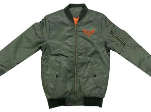 แจ็คเก็ตบอมเบอร์สีดำสำหรับผู้ชาย สไตล์นักบิน แนวสปอร์ต ลำลอง แบบมีซิป - Product Image 2