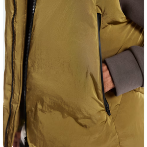 Zipper Puffer Vest Winter Formal Style Breathable Polyester Paisley Pattern Unisex Front Logo - Product Image 5