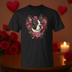 T-Shirt Promozionale per San Valentino con Boston Terrier, Design Personalizzabile per Cani e i Loro Amanti - Product Image 3