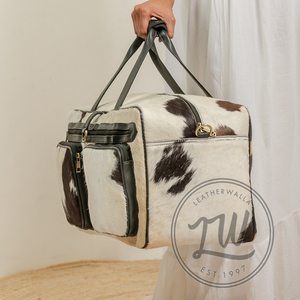 LW Custom 2024 pelo de cuero blanco y marrón genuino en bolsa de lona para mujeres y damas Premium Genuine Deal - Product Image 2